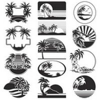 Party – Beach Silhouette Labels