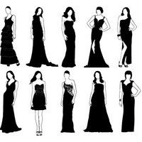 Girls in classic evening dress silhouette