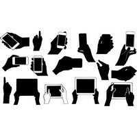 Hands holding electronic device silhouettes