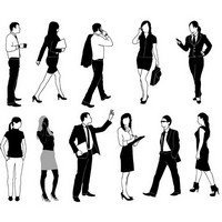 Office clerk silhouettes