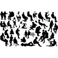 Sitting people silhouettes