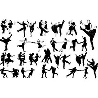 Swing dancers silhouettes