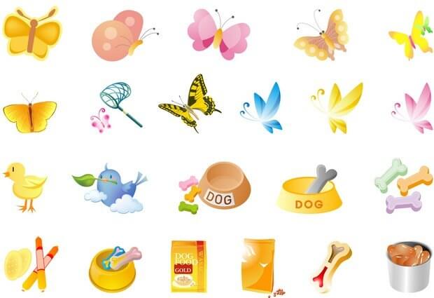 Butterflies, pet food, chicken Vector free png download