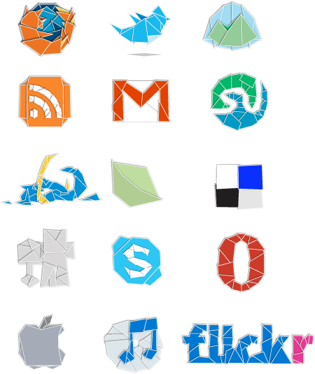 WEB 2.0 Origami Icons Set png