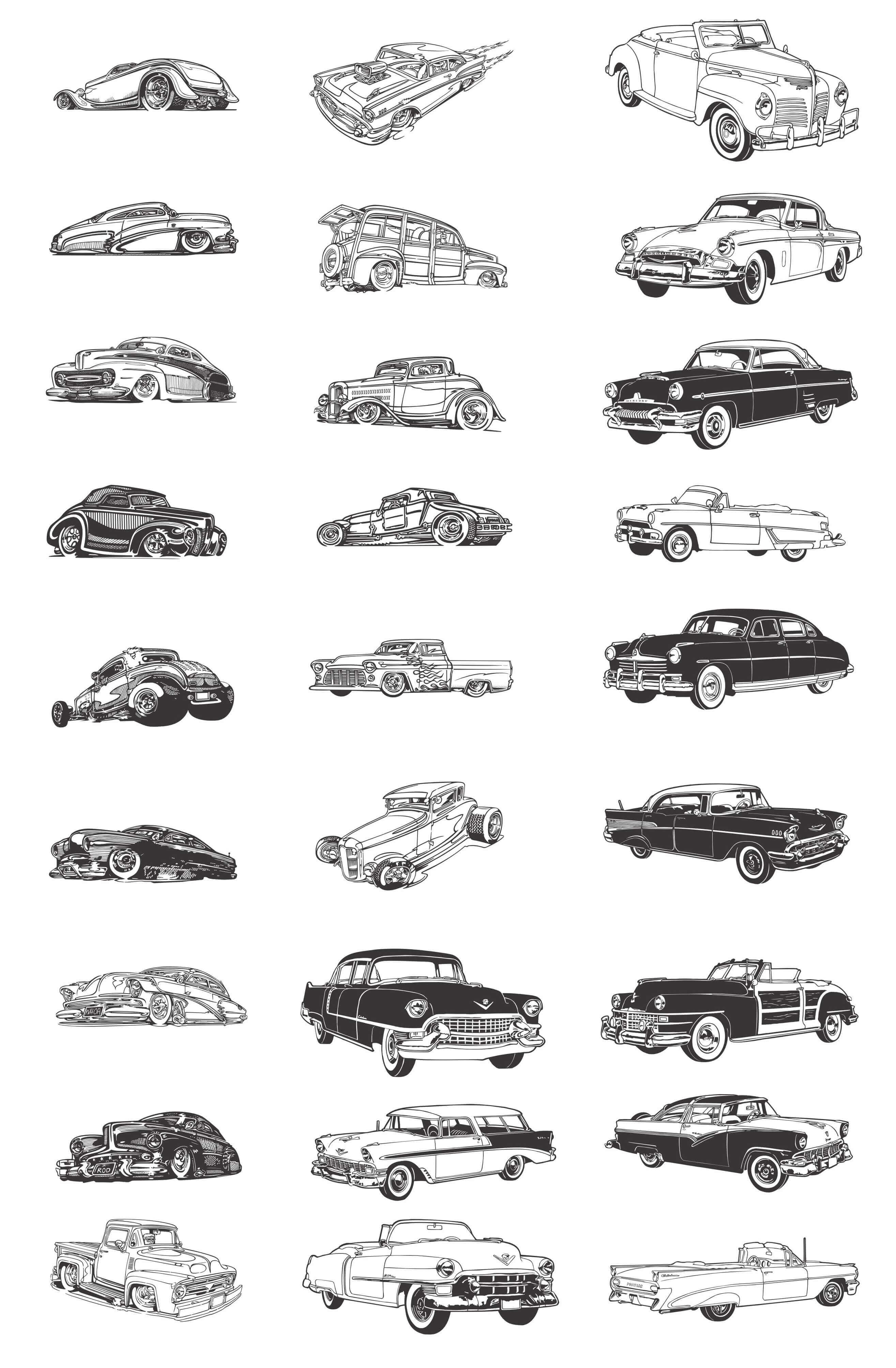 Transport, Classic Cars Silhouettes free png download