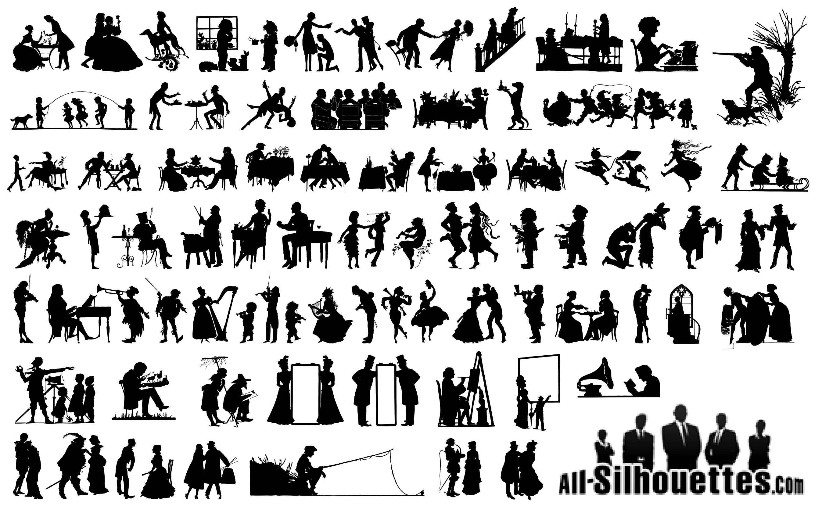 19 Century People Silhouettes free png download
