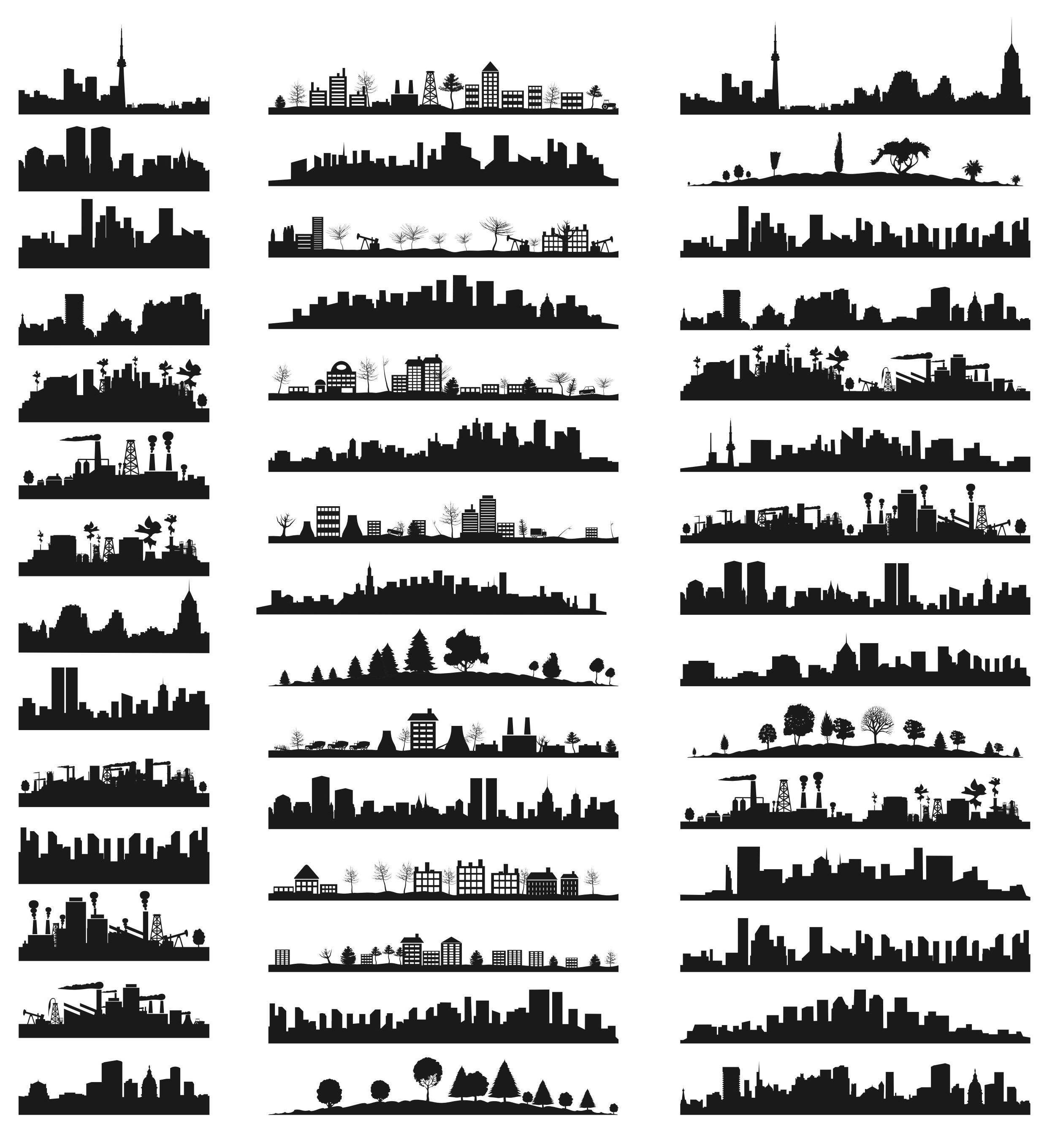 City Skyline Silhouette 03 free png download