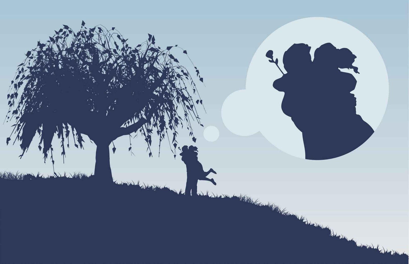 Large Tree Couple Silhouette free png download