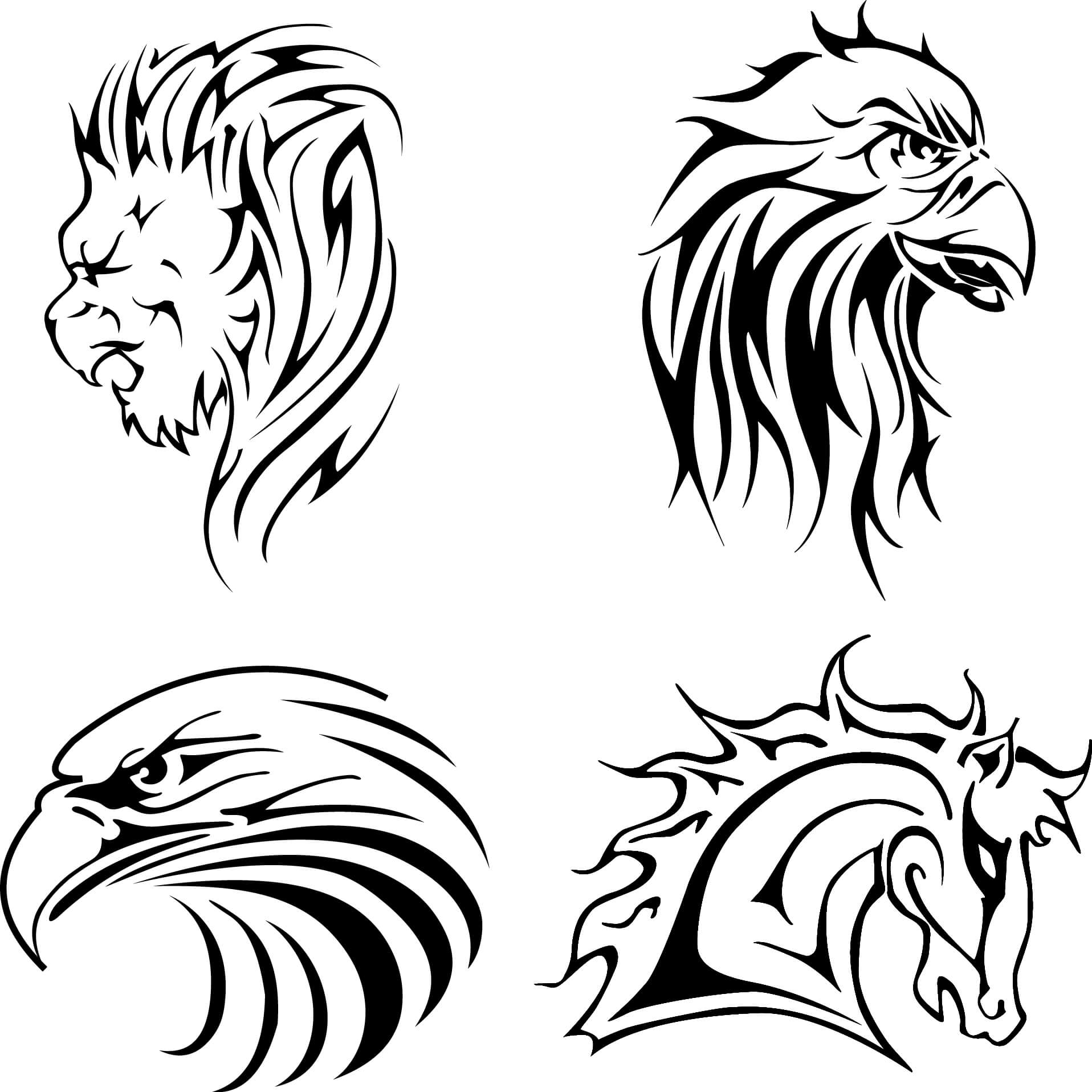 Leon, Horse, Eagle Silhouette free png download