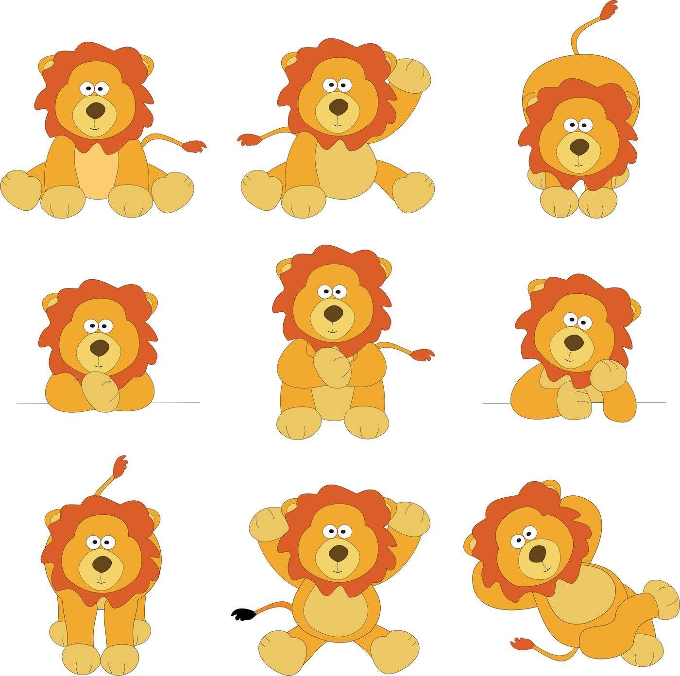 Cute Cartoon Animals, Lion free png download