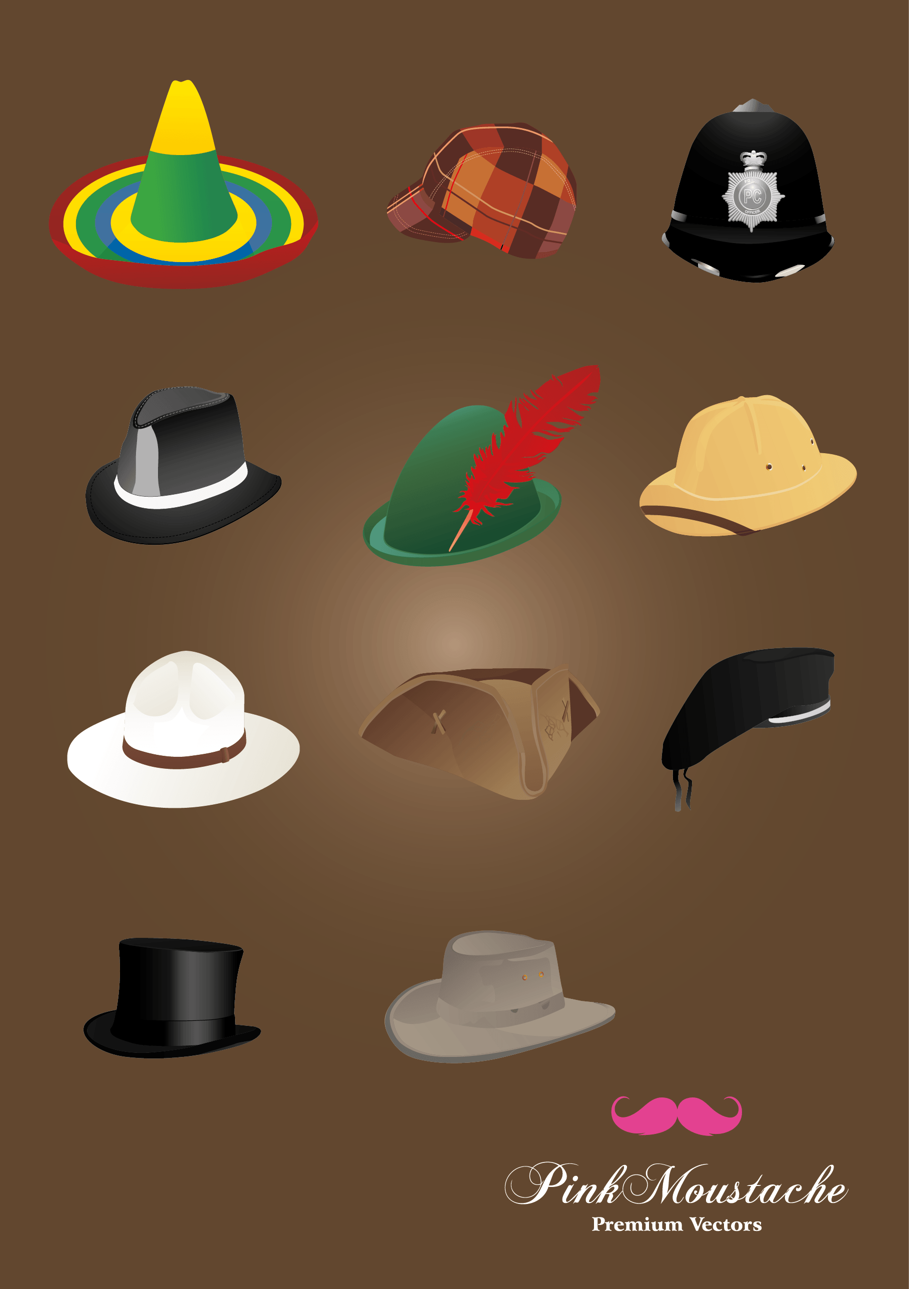 Various hats vector objects free png download