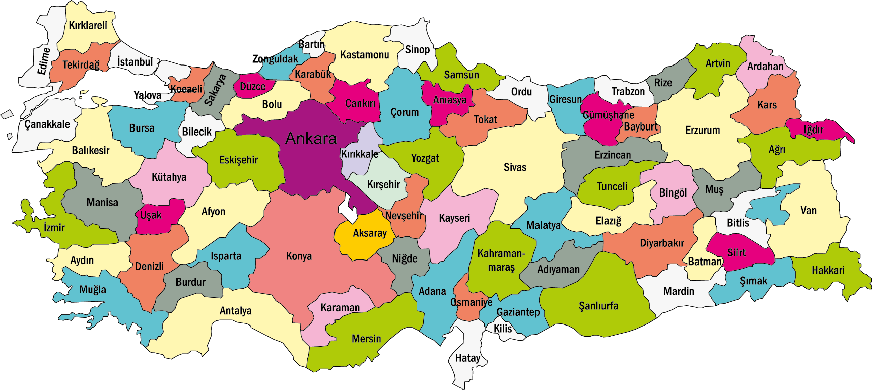 Turkey Map - Türkiye Haritası Download Vector