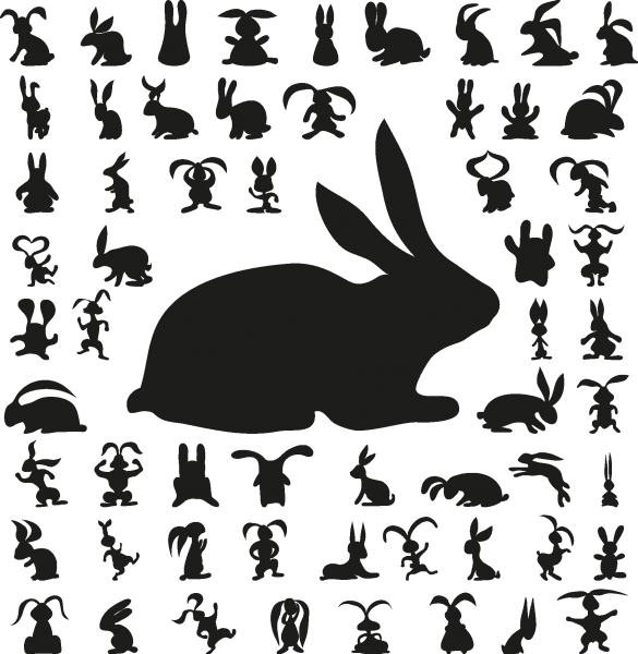 Cute bunny silhouettes free png download