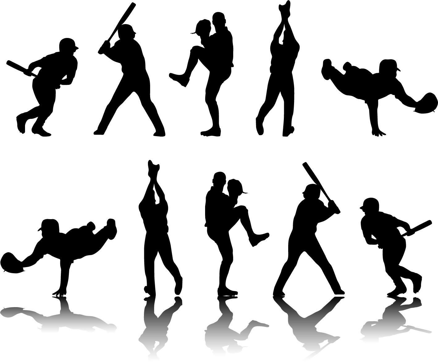 Playing baseball sports silhouette free png download