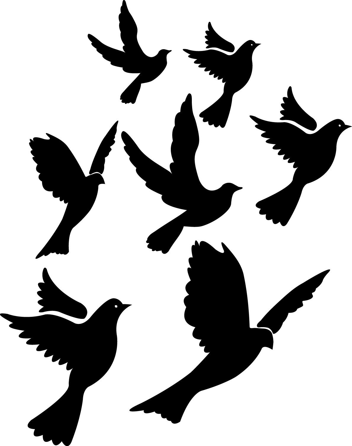 Flying pigeons silhouette free png download