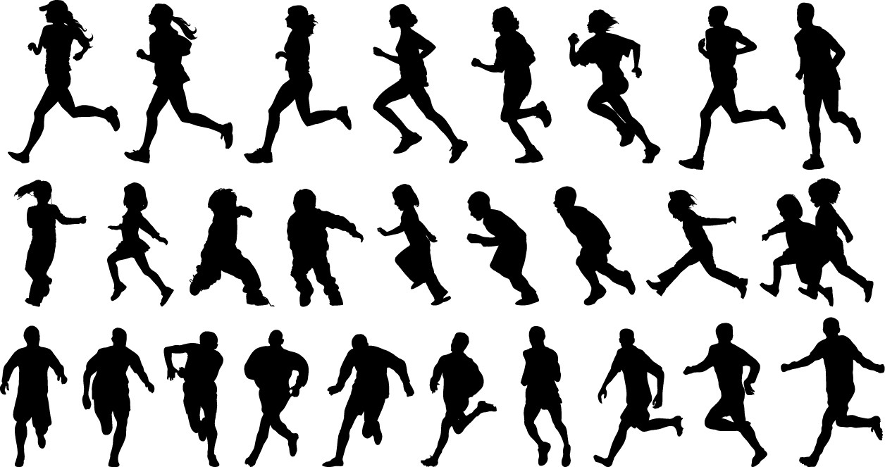 People running silhouette free png download