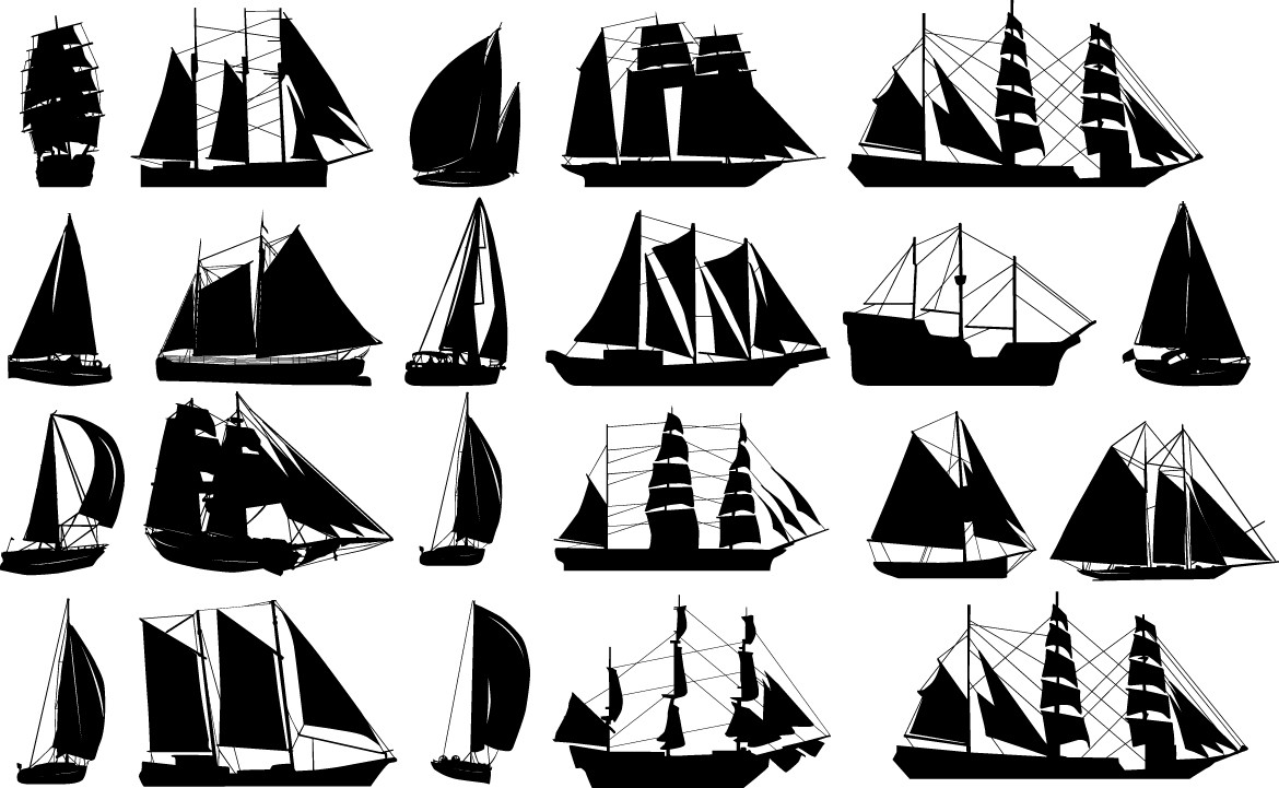Sailboats silhouettes free png download