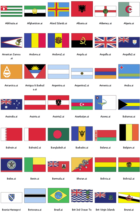 World Flags Set AI Format free png download